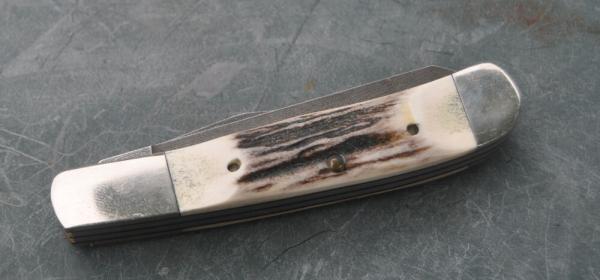 Parker Edwards J'ville AL 2 Bl Trapper Factory Mint 4 1/8" Closed Stag Snap Both Ways Parker Edwards J'ville AL 2 Bl Trapper Factory Mint 4 1/8" Closed Stag Snap Both Ways
