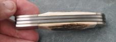 Parker Edwards J'ville AL 2 Bl Trapper Factory Mint 4 1/8" Closed Stag Snap Both Ways