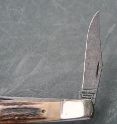 Parker Edwards J'ville AL 2 Bl Trapper Factory Mint 4 1/8" Closed Stag Snap Both Ways