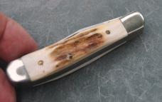 Parker Edwards J'ville AL 1986 2 Bl Trapper Factory Mint 3 1/2" Closed Stag Snap Both Blades Ways