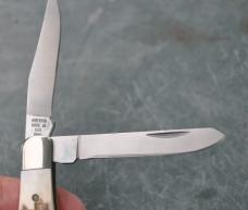 Parker Edwards J'ville AL 1986 2 Bl Trapper Factory Mint 3 1/2" Closed Stag Snap Both Blades Ways