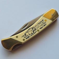 Vintage 1996 Schrade USA Scrimshaw Salesman Sample Set 507SC & 503SC Matching SS17