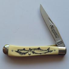 Vintage 1996 Schrade USA Scrimshaw Salesman Sample Set 507SC & 503SC Matching SS17