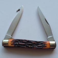 Vintage Schrade USA 877UH Hawbaker Muskrat Knife Gut Hook MIB Box Papers Butterscotch