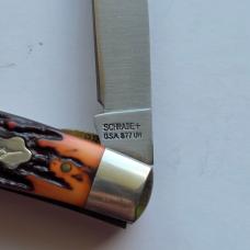 Vintage Schrade USA 877UH Hawbaker Muskrat Knife Gut Hook MIB Box Papers Butterscotch