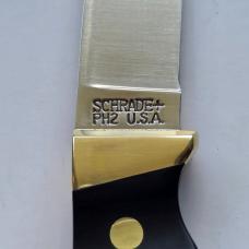 Vintage Schrade USA PH2 Pro Hunter Fixed Blade Knife Black Delrin Sheath Lanyard