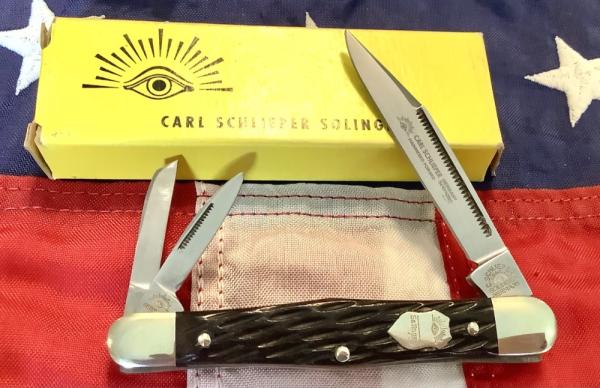 Carl Schlieper / German Eye Brand -3 Blade Whittler +Nice Brown Bone Handles -NOS +Orig Box Carl Schlieper / German Eye Brand -3 Blade Whittler +Nice Brown Bone Handles -NOS +Orig Box