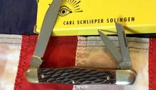 Carl Schlieper / German Eye Brand -3 Blade Whittler +Nice Brown Bone Handles -NOS +Orig Box
