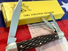 Carl Schlieper / German Eye Brand -3 Blade Whittler +Nice Brown Bone Handles -NOS +Orig Box