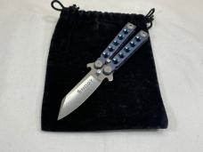 MIKE SNODY Custom Prototype Lil' Flip Blue Mini Balisong Butterfly IN POUCH