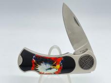 Stainless China Eagle & Confederate Flag Knife & Pocket Watch Set
