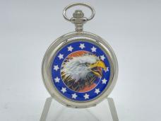 Stainless China Eagle & Confederate Flag Knife & Pocket Watch Set