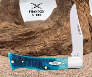 Case XX 25580 USA Caribbean Blue Sawcut Jig Bone Axe Handle Knife BR61135 SS NIB