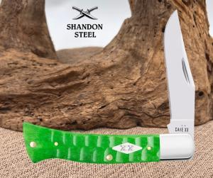 CASE XX USA BRIGHT GREEN GATOR JIG CASE AXE HANDLE KNIFE 11445 BR61135SS NIB