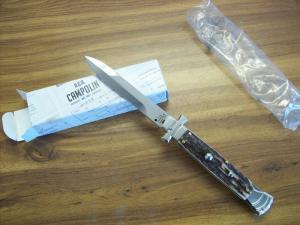 A G A Campolin Maniago Italy Maltese Cross Bayonet 9 Incher Lockback WGenuine StagAntler NIB