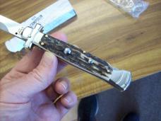 A. G. A. Campolin Maniago, Italy Maltese Cross Bayonet 9 Incher Lockback W/Genuine Stag/Antler NIB