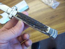 A. G. A. Campolin Maniago, Italy Maltese Cross Bayonet 9 Incher Lockback W/Genuine Stag/Antler NIB