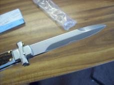 A. G. A. Campolin Maniago, Italy Maltese Cross Bayonet 9 Incher Lockback W/Genuine Stag/Antler NIB