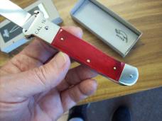 Hubertus Knife Shellpuller Patronenzieher Solingen Germany Rare Red Bone Large Size 11 UNUSED NIB.