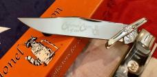 Colonel Coon (by Queen) Cheetah / Swing Guard Knife w/ Praters Coon Stripe Handles -NOS in orig box