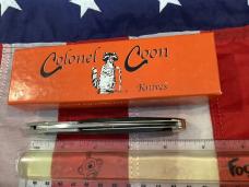 Colonel Coon (by Queen) Cheetah / Swing Guard Knife w/ Praters Coon Stripe Handles -NOS in orig box