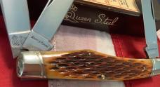 Schatt & Morgan Large Reverse GunStock Stockman w/ Sweet Golden Root? Bone Handles -NOS
