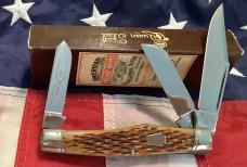 Schatt & Morgan Large Reverse GunStock Stockman w/ Sweet Golden Root? Bone Handles -NOS