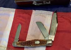 Schatt & Morgan Large Reverse GunStock Stockman w/ Sweet Golden Root? Bone Handles -NOS