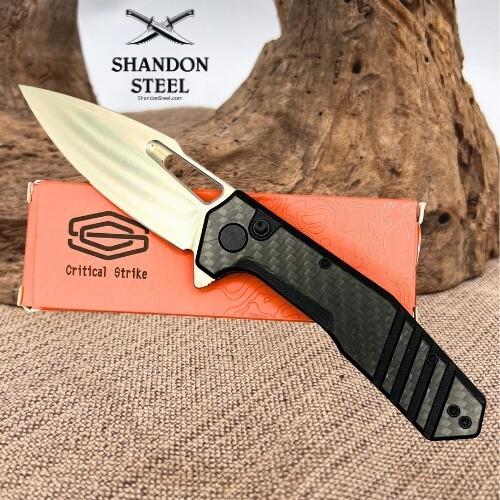 Critical Strike Rowdy B508-LCFSA Folding Pocket Knife VG10 Black Carbon Fiber Critical Strike Rowdy B508-LCFSA Folding Pocket Knife VG10 Black Carbon Fiber
