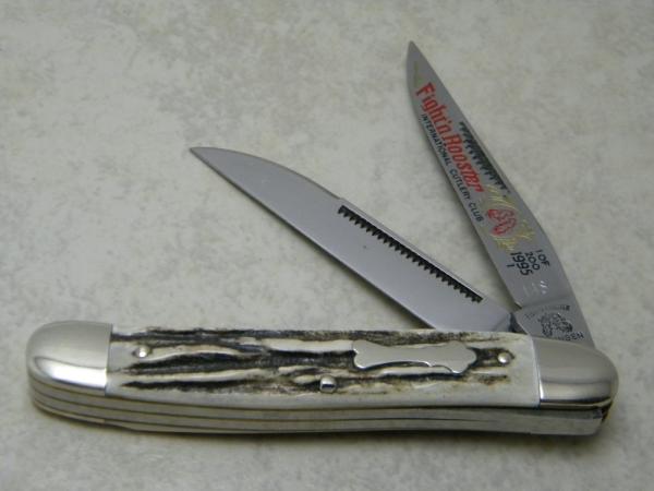 Fight'n Rooster Germany Stag Reverse Muskrat Jack Knife 1995 International Cutlery Club 1 of 200
