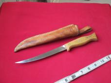 Ka-bar Kabar USA Wood Handle Pro Fisherman Fillet Filet knife w/ Leather  Sheath