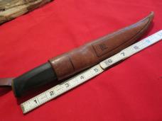FISKARS FINLAND Fixed Blade Knife w/ Dangle Leather Sheath
