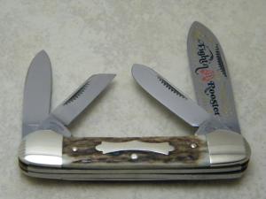 Fightn Rooster Germany Stag 4 Blade Canoe Knife 1998 International Cutlery Club 1 of 100