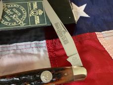 Queen Cutlery Muskrat (#66) w/ Great Amber Stag Bone Handles -NOS 