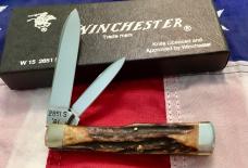 1991 Winchester GunStock Knife (Mdl# 2851 S) w/ Great Stag Handles -NOS in Orig box