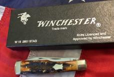 1991 Winchester GunStock Knife (Mdl# 2851 S) w/ Great Stag Handles -NOS in Orig box