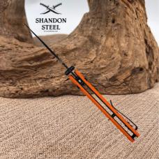 Ozark Trail D2 Steel Orange Handle Folding Drop Point Knife Crossbar Lock EDC 19