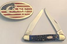 New in Display Tin 2004? Case blue muskrat and Case belt buckle