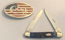 New in Display Tin 2004? Case blue muskrat and Case belt buckle