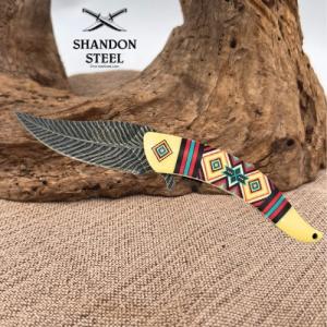 Masters Collection Native American Southwest Design Feather Pocket Knife 107