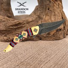 Masters Collection Native American Southwest Design Feather Pocket Knife (107)