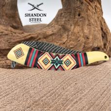 Masters Collection Native American Southwest Design Feather Pocket Knife (107)
