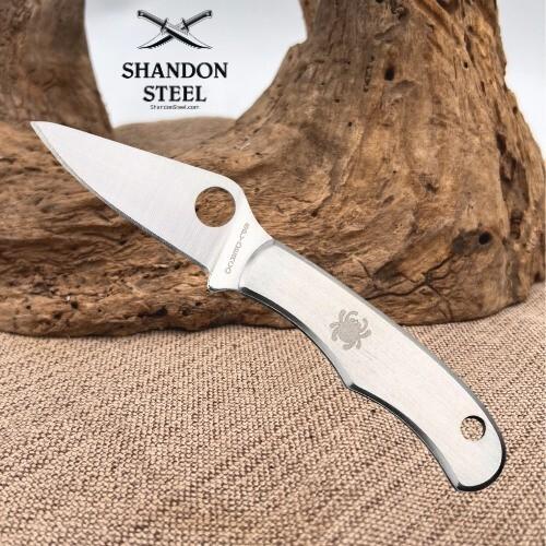 Spyderco BUG Folding Pocket Knife 1.27" Blade Nickel/Silver Abalone Handle C133P