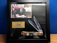 NEW Case XX USA President TRUMP #002/040 Trapper Peach Seed Bone with Gold Dip 47 Shield Showcase 