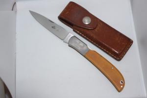 Al Mar Eagle Folding Knife White Micarta High Polish Blade W sheath