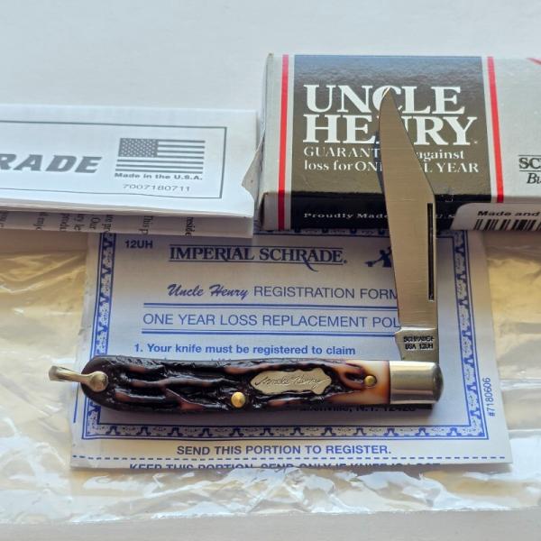 Vintage Schrade USA 12UH Roadie Uncle Henry Pocket Knife MIB Box Papers Bail NOS