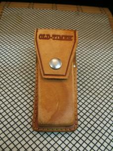 SCHRADE OLD TIMER 51OT "FAT BOY" VINTAGE USA MADE CARBON STEEL BLADE UNUSED LOCKBACK KNIFE & SHEATH 