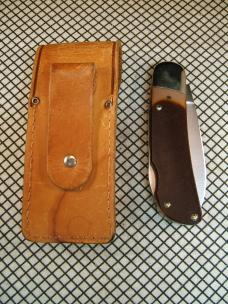 SCHRADE OLD TIMER 51OT "FAT BOY" VINTAGE USA MADE CARBON STEEL BLADE UNUSED LOCKBACK KNIFE & SHEATH 