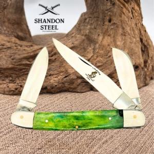 The Bone Collector Large 3-Blade Stockman Green Bone Folding Pocket Knife 118