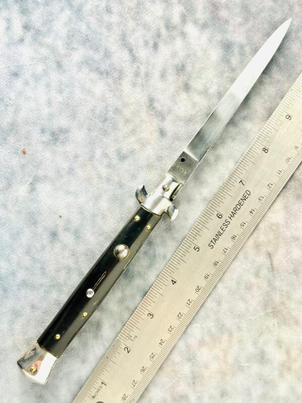Vintage 11" INOX stamp Swivel Bolster - Horn Scales - Works Great